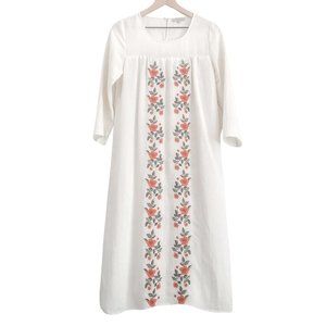 Cream Embroidered Midi Dress